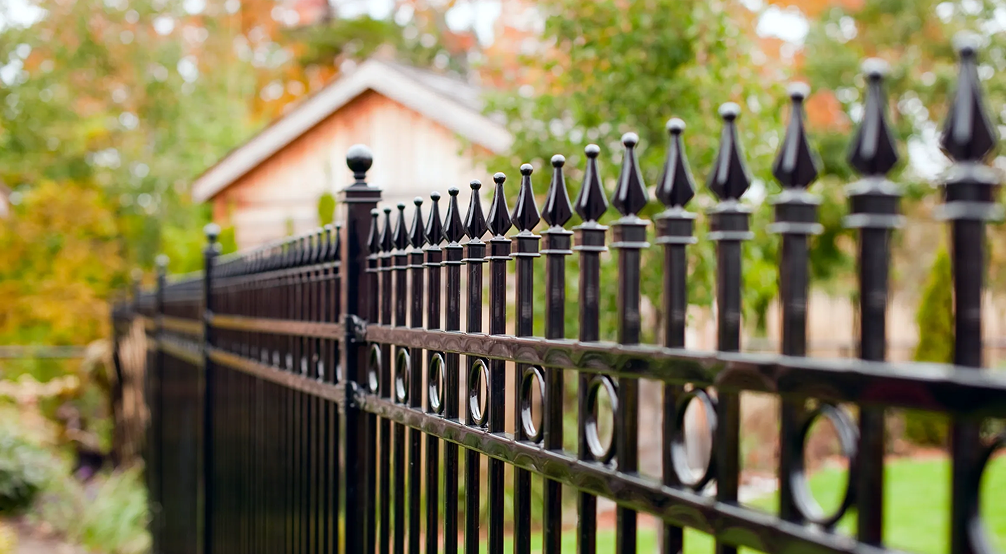 Ornate black fence with decorative spikes