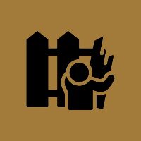 Icon of a person setting a fence on fire.