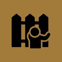 Icon of a person painting a wooden fence in brown and black.