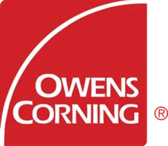 Owens Corning logo in red and white.